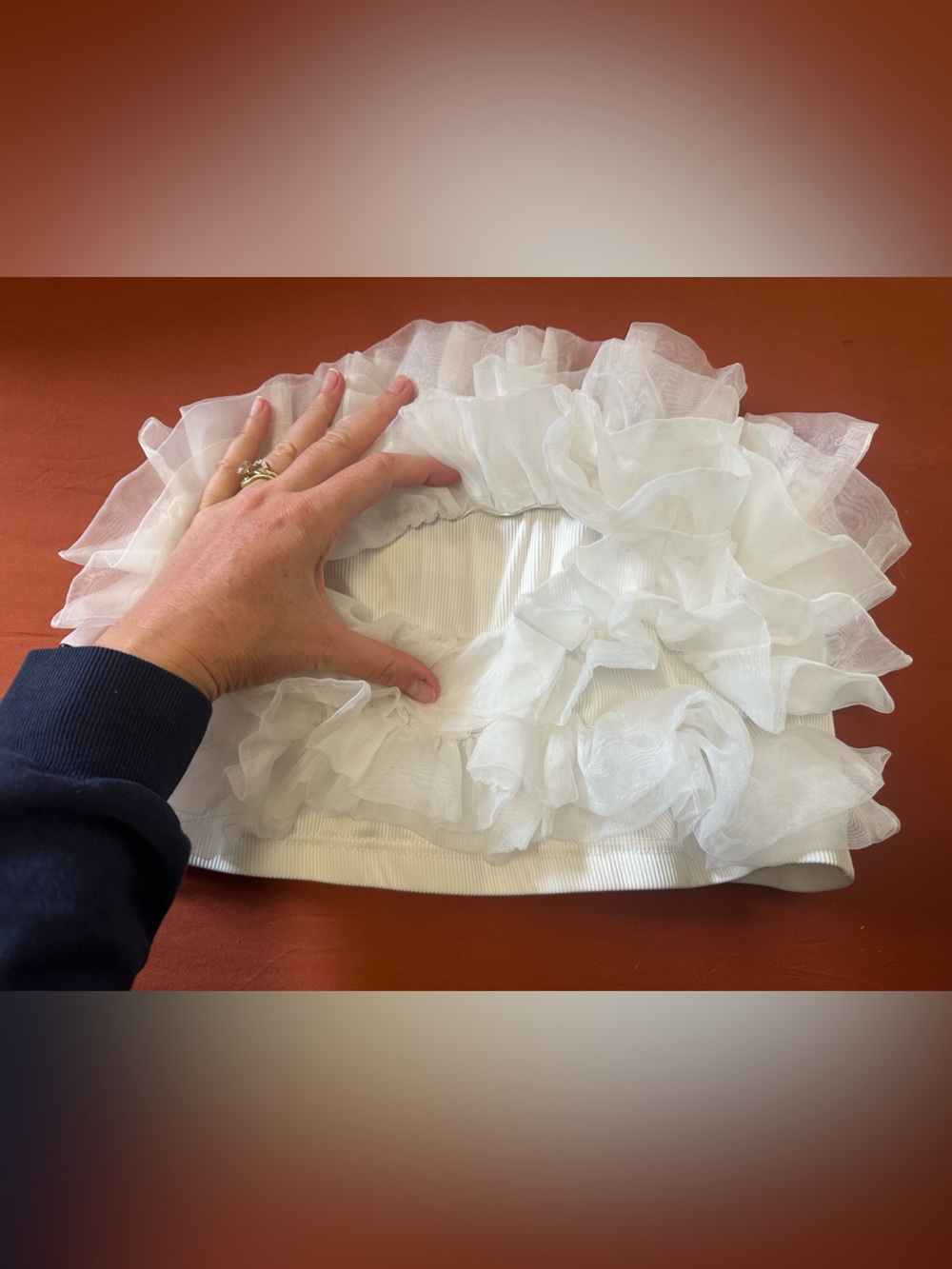 White Ruffled Crop Top - Picture 2 of 6